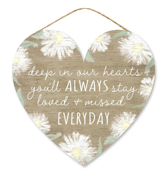 12"Lx11.5"H Mdf Deep In Our Hearts Sign-Brown/White/Sage/Yellow-AP7241