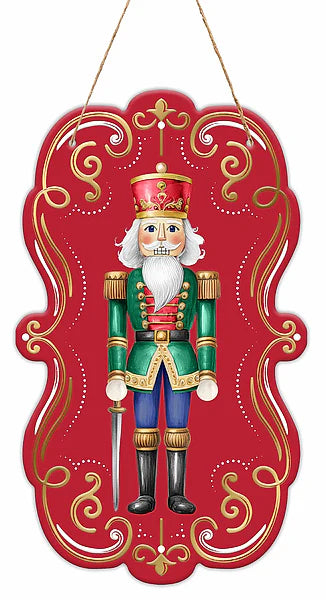 11.5"H X 6.75" NUTCRACKER FRAME SIGN- RED/EMERALD/BLUE/GOLD- MD179324
