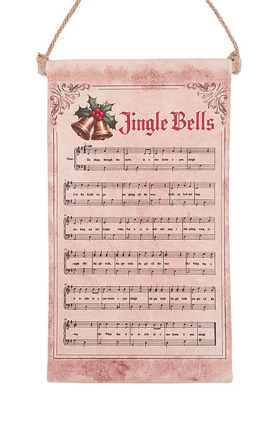 13"H X 7"L JINGLE MUSIC SHEET BANNER- NATURAL/BLACK- XC6374