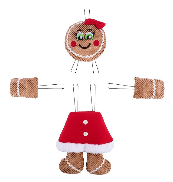 4 PC 21"H GINGERBREAD GIRL DECOR KIT- BROWN/RED/WHITE- XC635924