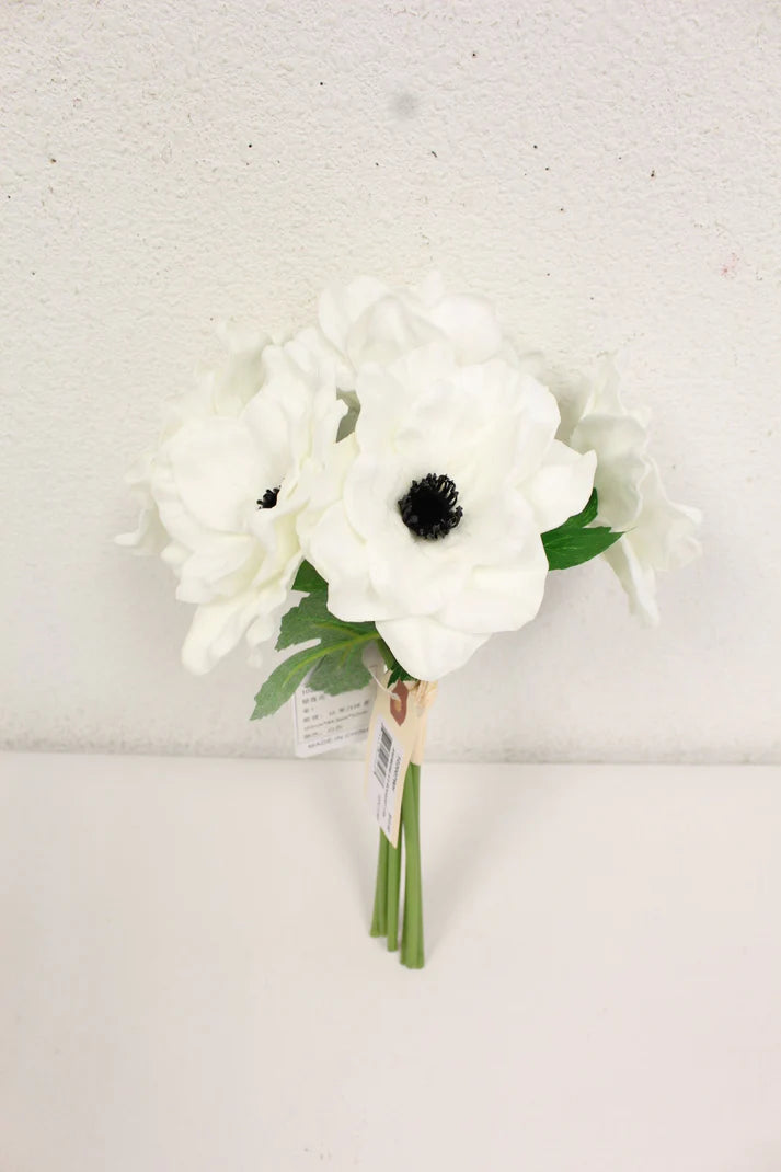 11" ANEMONE X 6 BOUQUET-WH-102007WH
