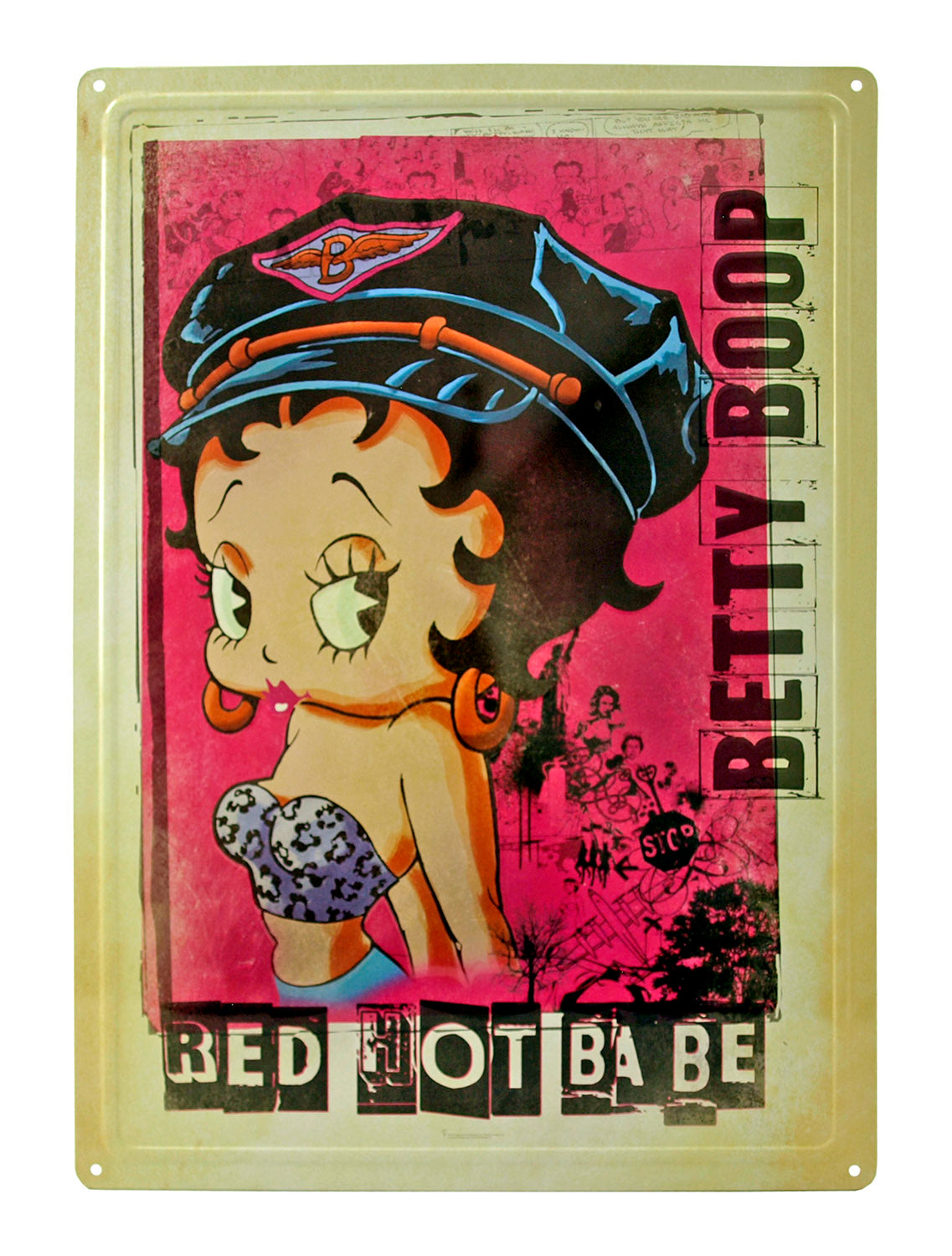 Betty Boop Vintage Red Hot Babe Cartoon 12 x17" Tin Metal Sign-15002
