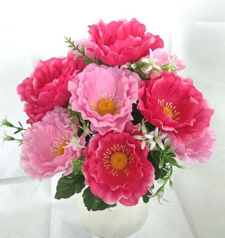 POPPY WITH GRASS BUSH X12 BEAUTY PINK - 16436