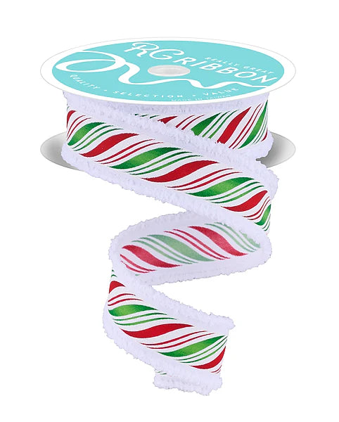 1.5"X10YD PEPPERMINT TWIST/DRIFT- WHITE/RED/GREEN/SILVER- RGC828967