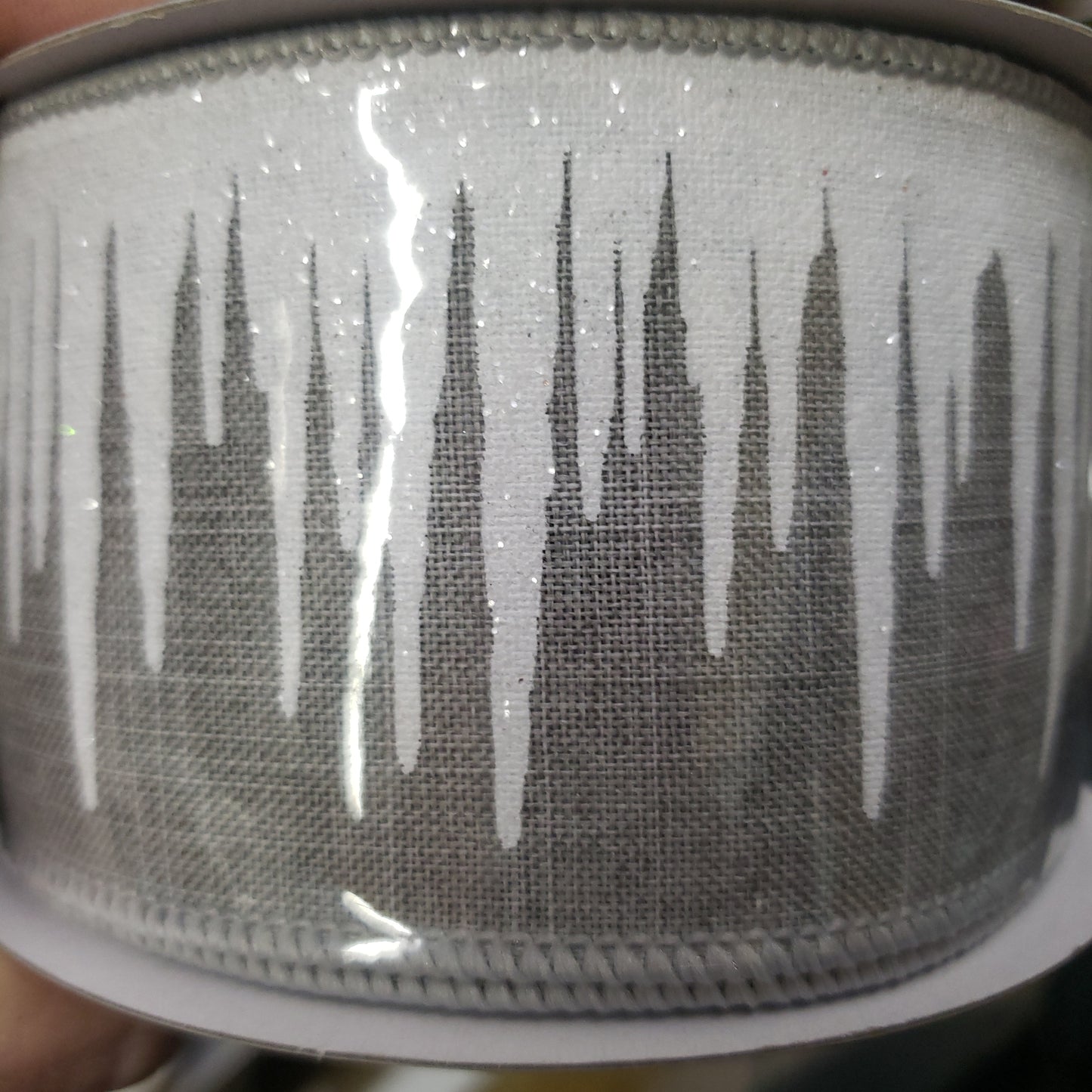 2.5"X10yd winter Icicles On Royal burlap ribbon - silver