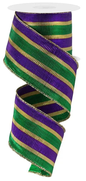 2.5" x 10yd Vertical Stripe-Mardi Gras- RGE1644AP