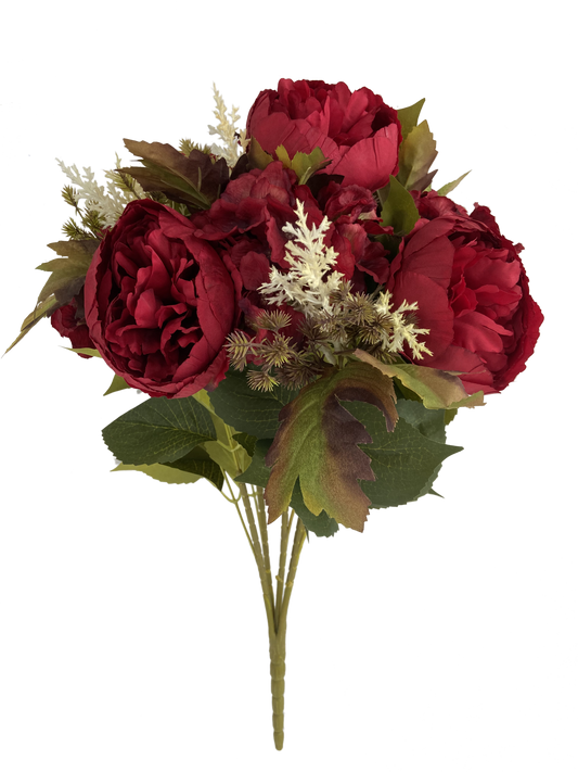 23 IN RED PEONY HYDRANGEA BUSH X15 - 20137-RD