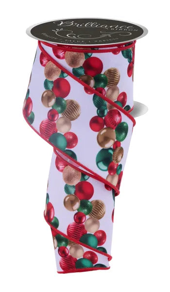 2.5" x 10yd Ball Ornament Garland-White/Red/Emerald/Gold-LS11434N