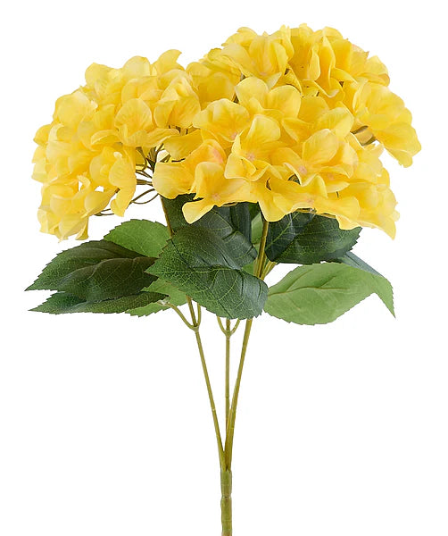 16"L FABRIC HYDRANGEA BUSH X5- YELLOW- FN175429