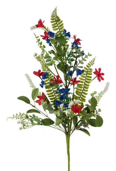 27"L FLOWER/SPIKE/FERN/LEAF/BEAD SPRAY-RED/WHITE/BLUE-FH822454