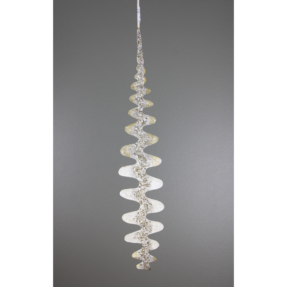 33" PLAT GOLD METALLIC GLITTER SEQUN LEAF STEM - 226351