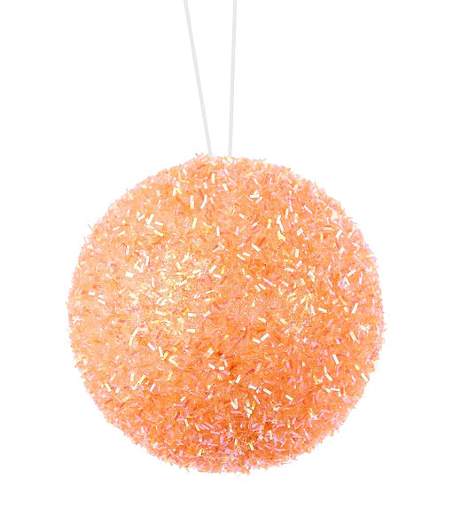 4"DIA V-CUT FOIL NEON BALL ORN- NEON ORANGE- XJ780520