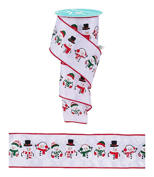 2.5"X10YD CUTE SNOWMEN- WHITE/RED/EMERALD/BLACK- RGH13638R