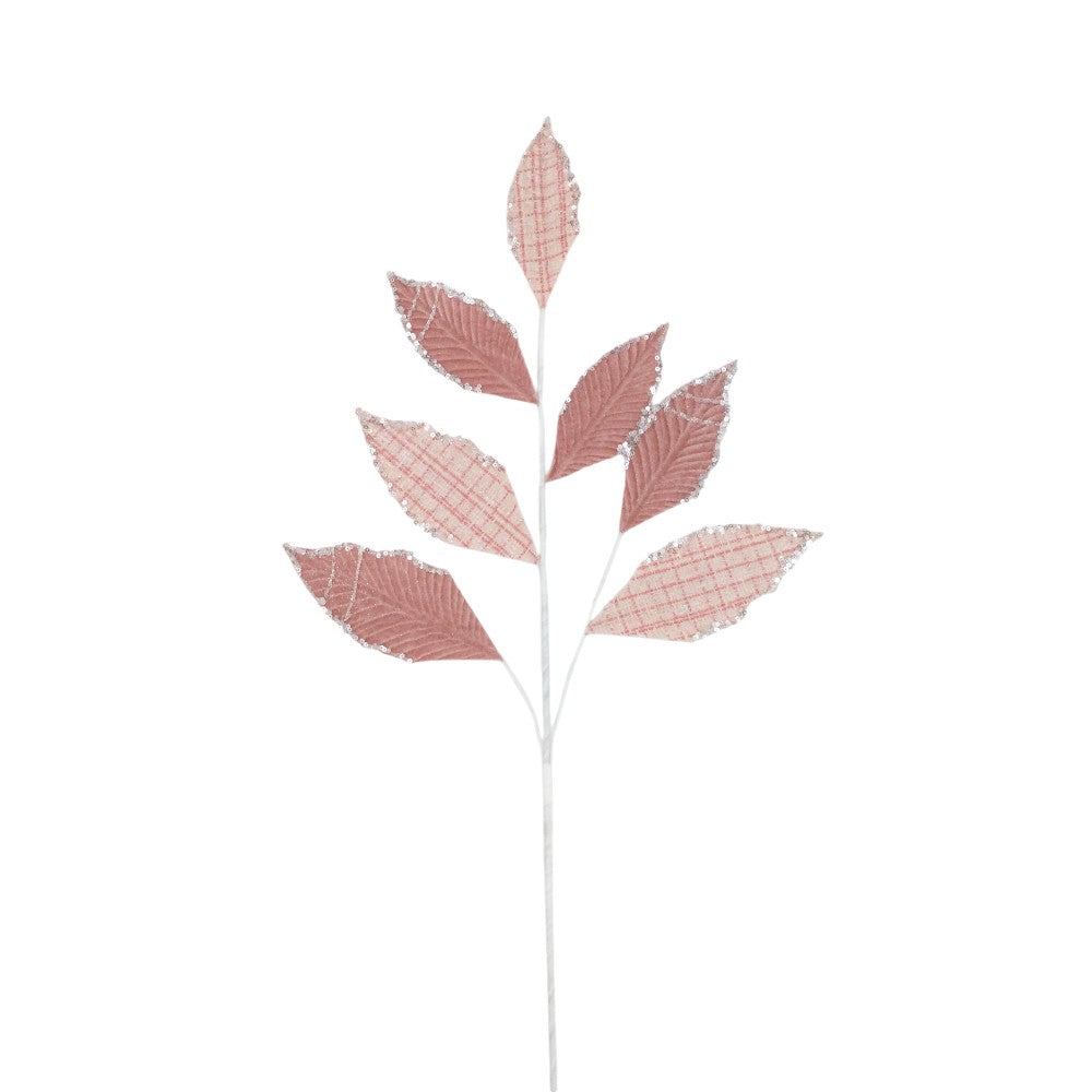 27" PINK/BLUSH VELVET/TWEED LEAF SPRAY - 253260