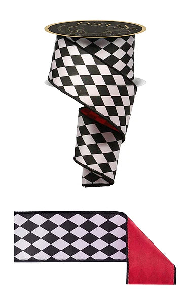 2.5"X10YD HARLEQUIN/FUSED- WHITE/BLACK/RED- LX3053MA