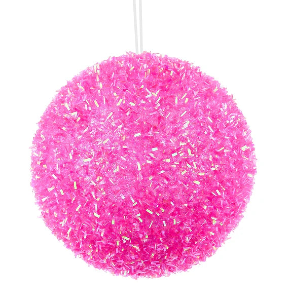 4"DIA V-CUT FOIL NEON BALL ORN- HOT PINK- XJ780522