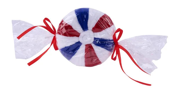 11"OAL X 4.75"DIA ROUND PEPPERMINT-RED/WHITE/BLUE-XC117036