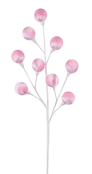 23"L VELVET WRAPPED STYRO BALL SPRAY- LIGHT PINK- MN059215