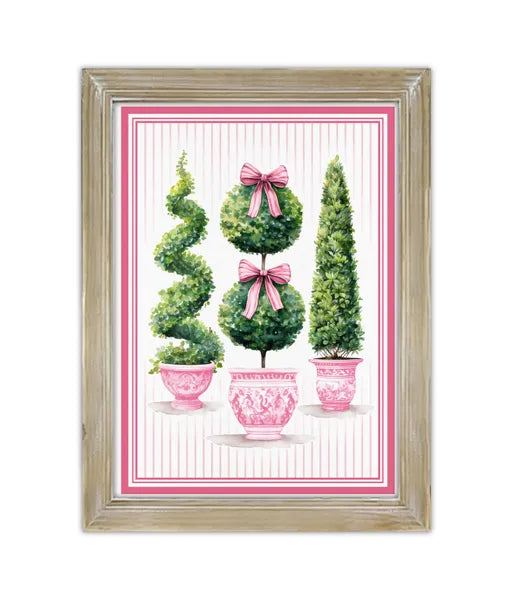 16"Hx12"L Chinoiserie Topiaries-Pink/Green/White-AP042022