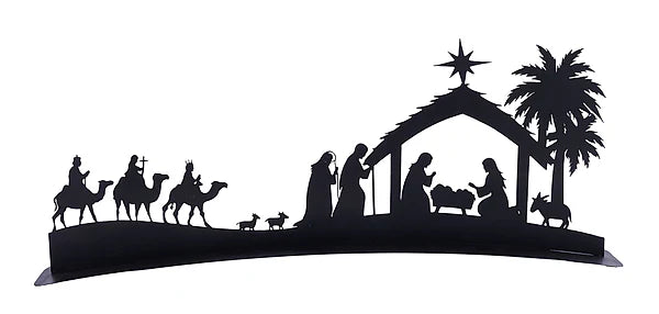 20.25"L X 7.75"H METAL NATIVITY SCENE- MATTE BLACK- XN9959