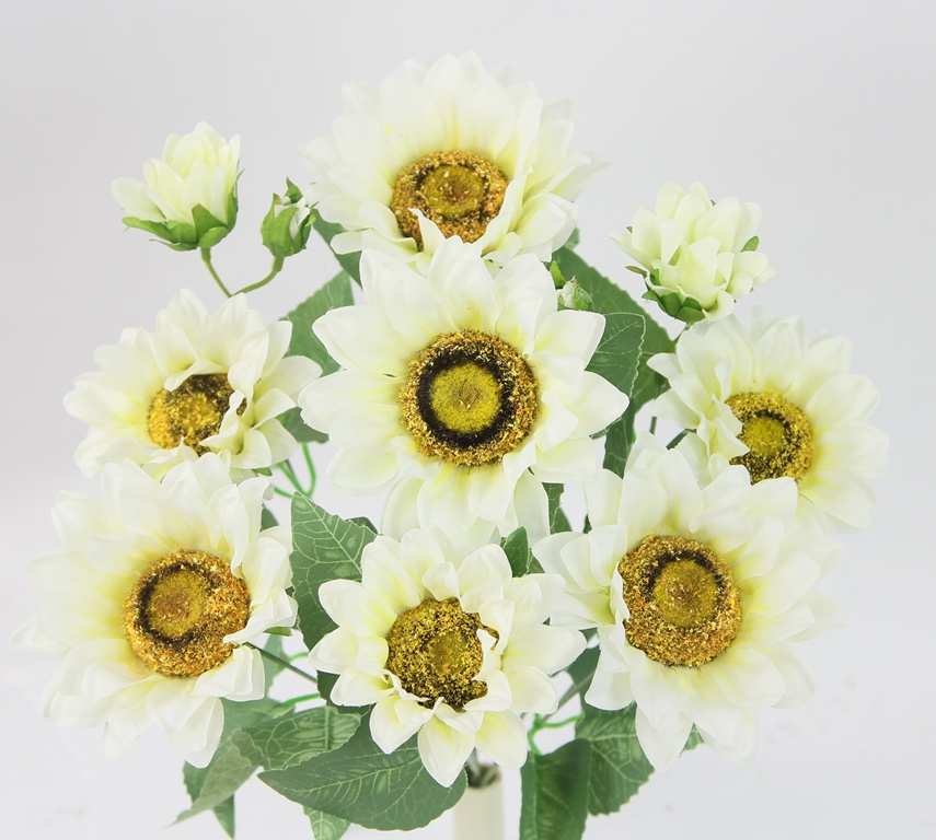 18" SUNFLOWER BUSH X 9-GPB22408-CREAM