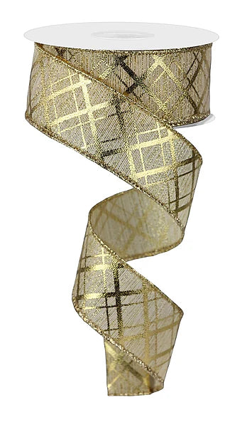1.5"X10YD METALLIC THICK/THIN DIAGONAL- GOLD- RGE167908