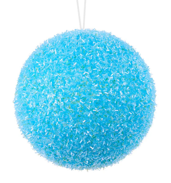 4.75"DIA V-CUT FOIL NEON BALL ORN- NEON BLUE- XJ780603
