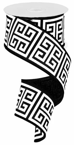 2.5" x 10yd Greek Keys-Black/White-RG161302