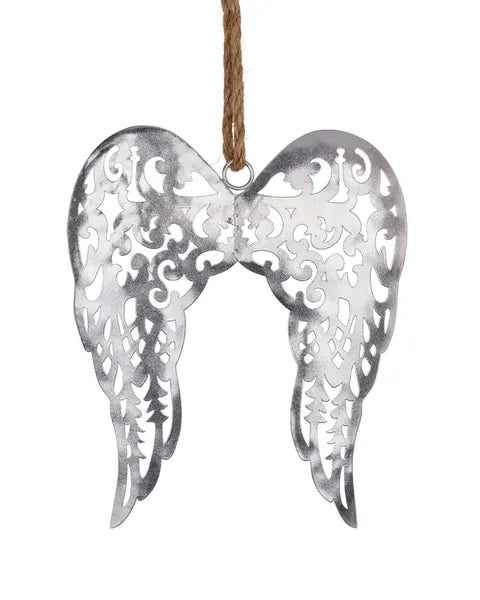 10"H x 8.25"W Angel Wing Ornament-Silver-XJ531626