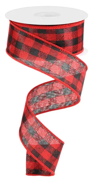 1.5" x 10yd Woven/Diagonal Check-Red/Black-RL1971CM