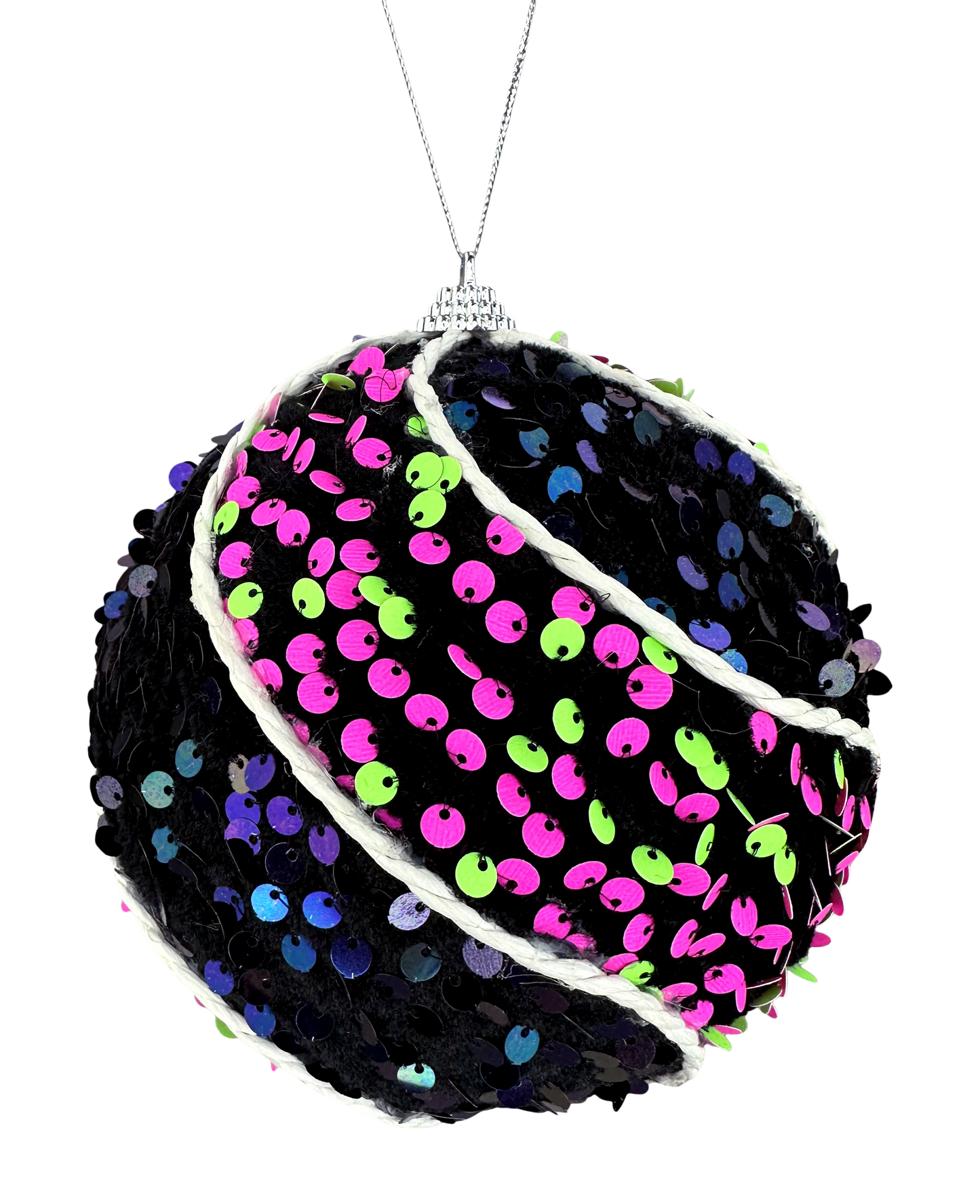 Pink and Green Sequin Swirl Ball DIA5 - 57292BTGN