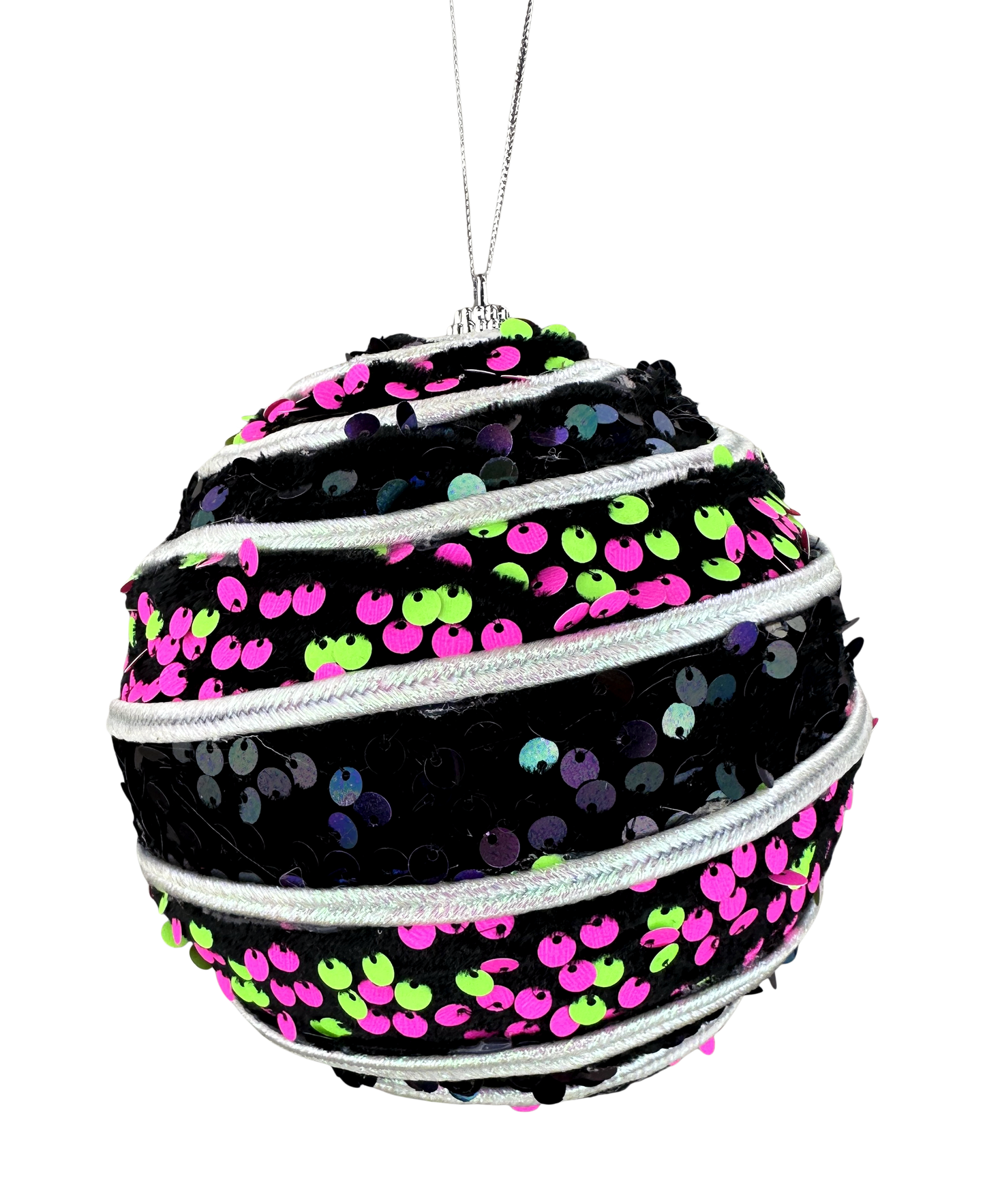 Pink and Green Sequin Stripe Ball DIA5 - 57293BTGN