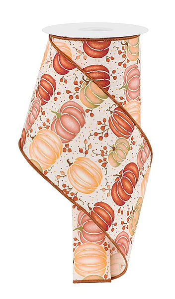 4"X10YD PUMPKINS/BERRIES- IVRY/BRW/WINE/SAGE- RGE198430