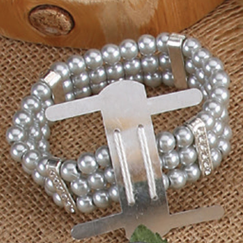 CORSAGE WRISTLET W/0.75" PEARLS BAND - 5758-SILVER