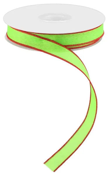 7/8"X25YD VALUE FAUX BURLAP-FRESH GREEN/RED-RC500561