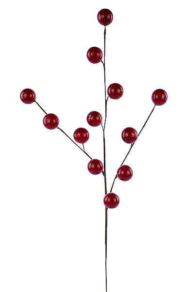 33"L GIANT BERRY SPRAY, 40MM BERRY X12- SHINY RED- EC584424