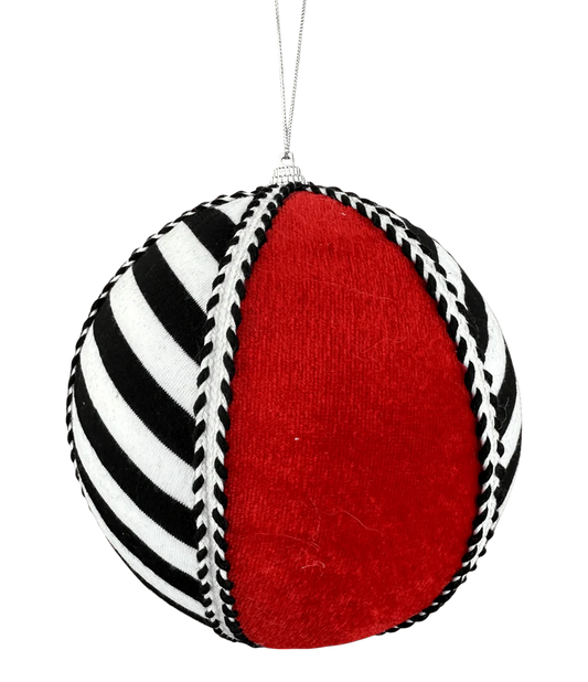Orn Stripe Ball DIA6-Red/Black/White-86282RDBKWT