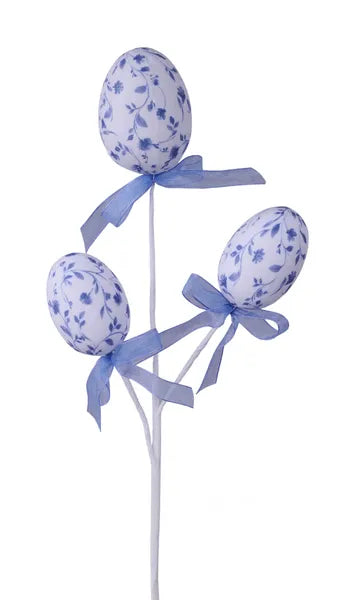 12.25"L CHINOISERIE EGG PICK X3-WHITE/BLUE-HE621093