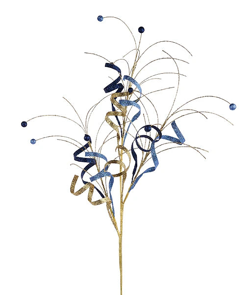 35"L GLTTR CURL/MONOFILAMENT BALL SPRAY- NAVY/SMOKE BLUE/GOLD- XS1453AJ