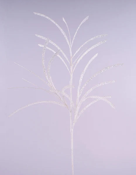 31"L GLITTERED/PAPER GRASS SPRAY- WHITE- XS104927