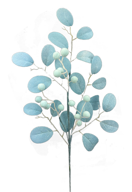 30" Blue Magnolia Leaves and berries Pick - 63497BL