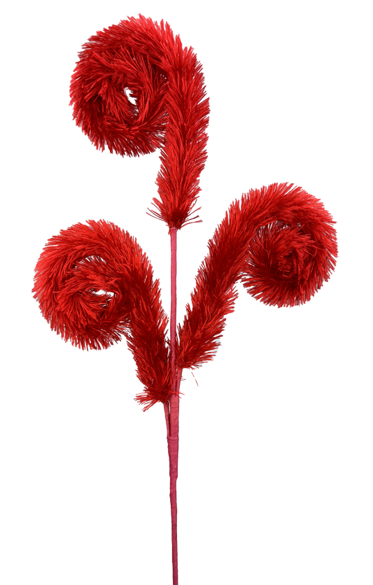 Red Furry Spiral Spray x 3 H28 - 63643RD