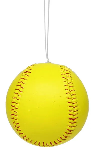 3"DIA PAINTED SOFTBALL ORN-YELLOW/RED-MS1365R4