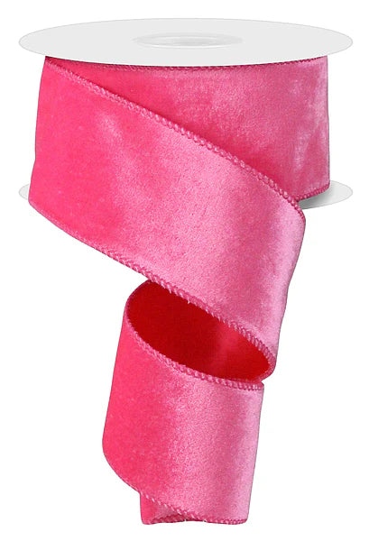 2.5"X10YD DELUXE VELVET/SATIN BACKING- HOT PINK- RGE165911