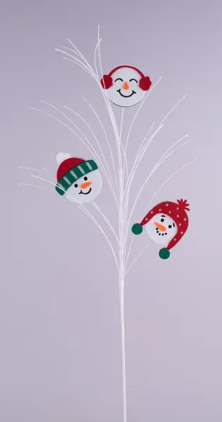 28"L Felt/Glitter Snowmen Faces Spray-White/Red/Green/Org/Blk-XP019135