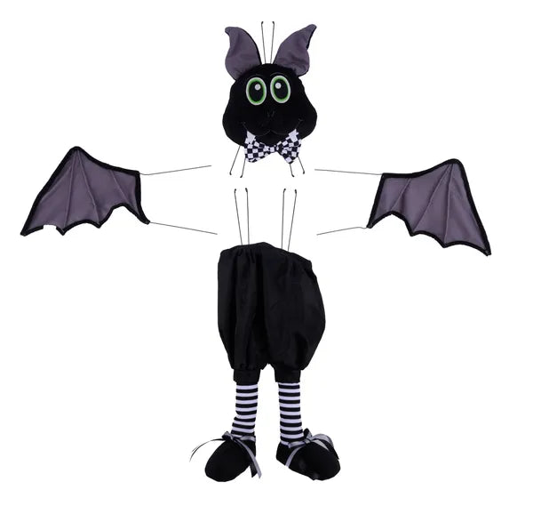 4 PC 25"H BAT BOY W/BOWTIE DECOR KIT-BLACK W/WHITE/BLACK-HH764402