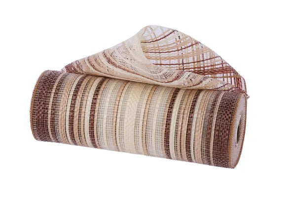 10"X10YD VERTICAL OMBRE STRIPE MESH-DARK BROWN/NATURAL/CREAM-RE13861W