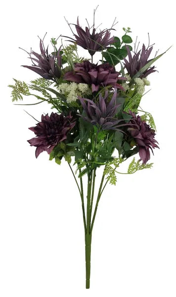 24.5"L DAHLIA/EPIPHYLLUM BUSH BOUQUET X5-PURPLE-FB190123