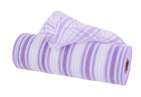 10.25" x 10yd Farmhs Stripe Faux Jute Mesh-Lavender/White- RY834468