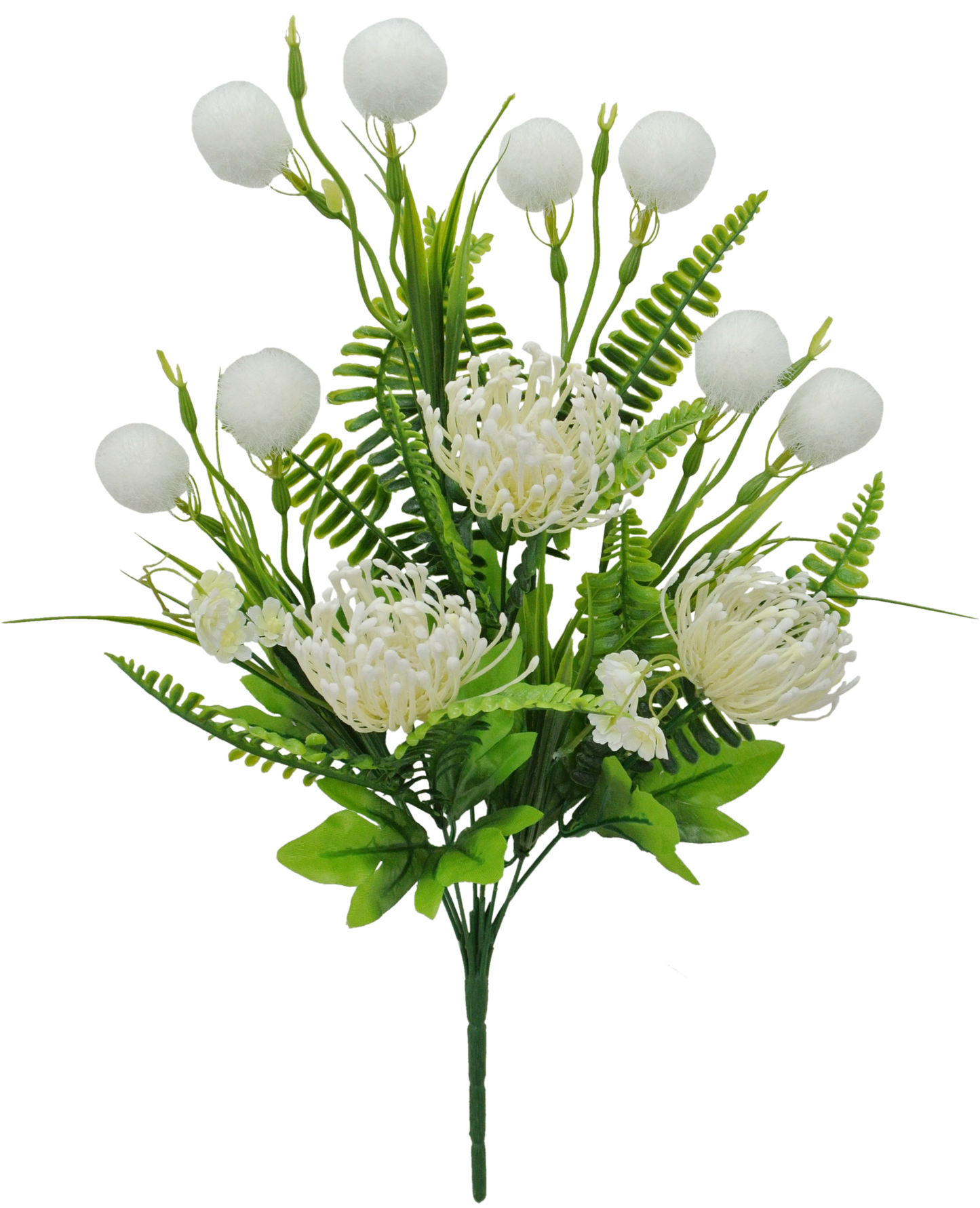 21 IN WHITE MIXED MUM POM BUSH X 9 - 83360-WT